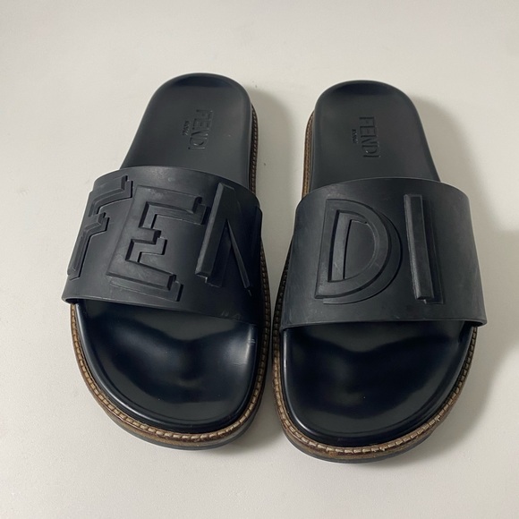 Fendi Black Slide Sandals - Picture 1 of 10